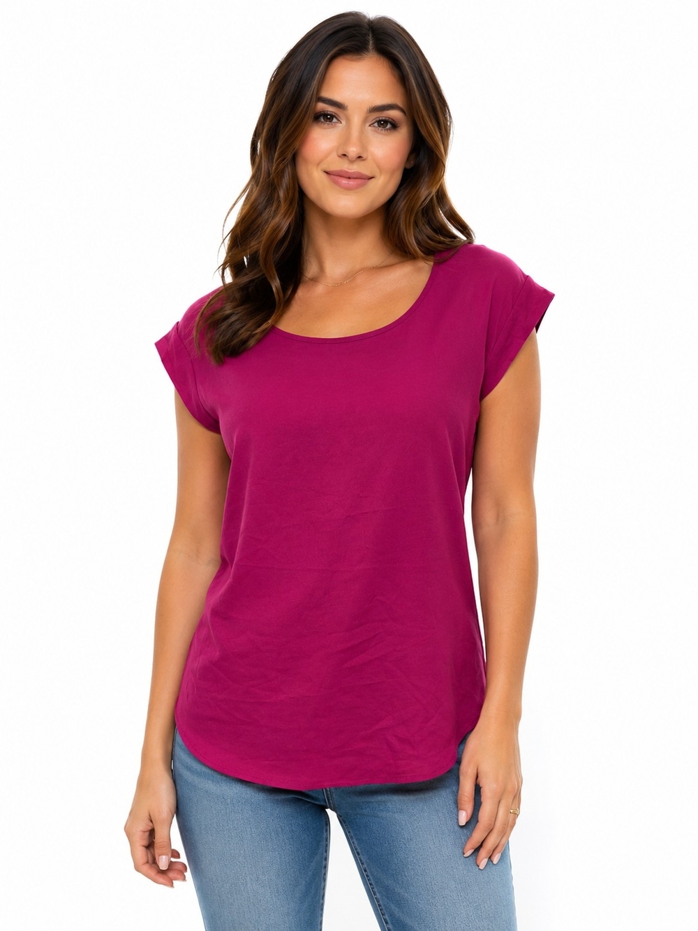 The Limited Scoop Neck Short Sleeve Tee - Berry Pink